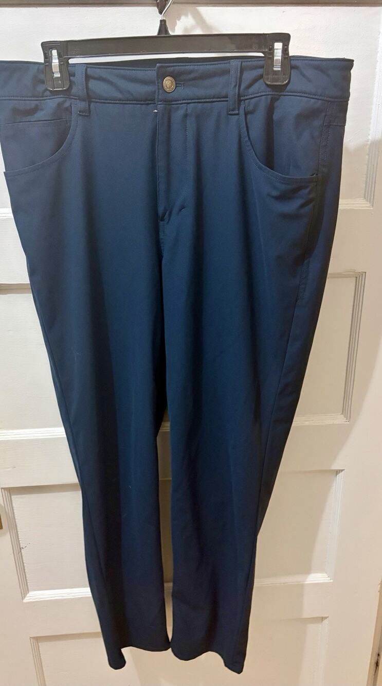 Johnnie-O Performance Pants Mens 34 X 28 Stretch Chino 5 Pocket Casual Navy Blue